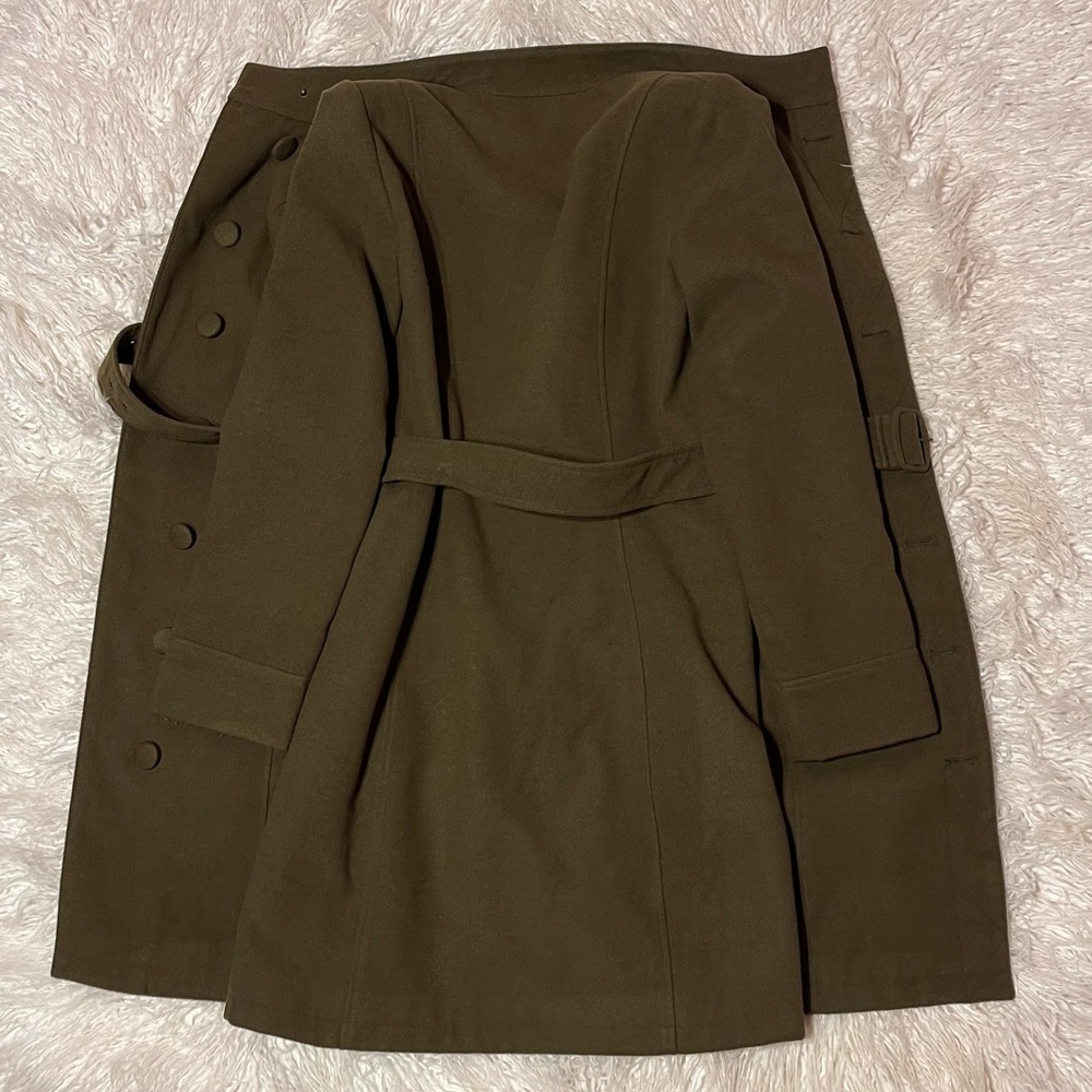 Modcloth Olive Belted High Collar Wool Coat - Picture 13 of 13